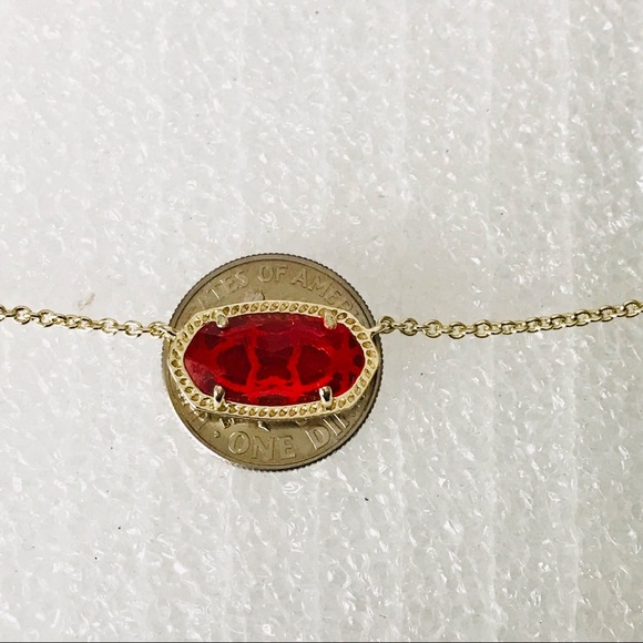 Kendra Scott Elisa Ruby Red Necklace Gold Plated July - Picture 3 of 5